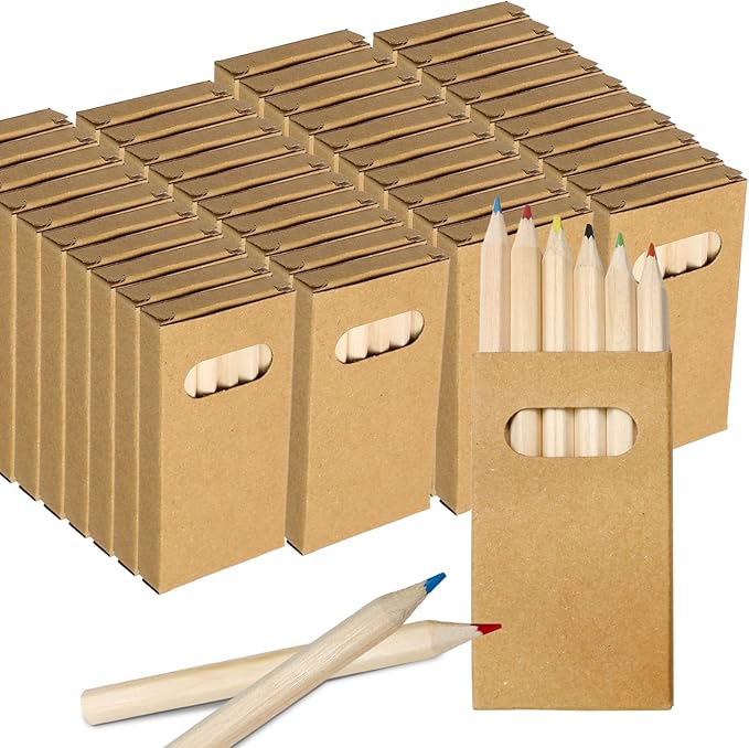 Zorfeter 50 Pack 3.5 Inch Mini Colored Pencils, 6 Per Pack Portable Short Fat Pre-Sharpened Bulk Pencils 6 Colors for Painting/Classroom School Supplies(300PCS)