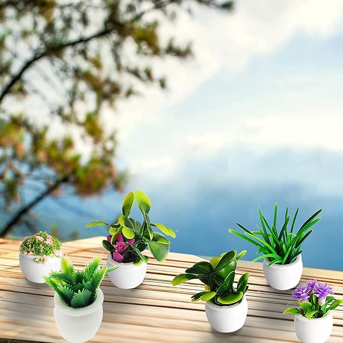Cayway Dollhouse Plant Miniature 20 PCS Mini Miniature Potted Plants Model Artificial Flowerpot Fake Succulent Doll House for Dollhouse Garden Decorations