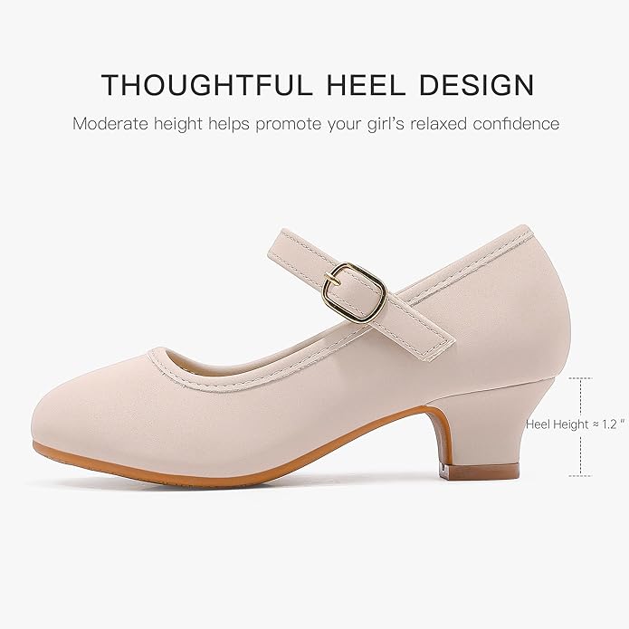 Dufannie Girls Dress Shoes Low Heel Princess Flats Mary Jane Flower Wedding Party Glitter Shoes for Kids Toddler