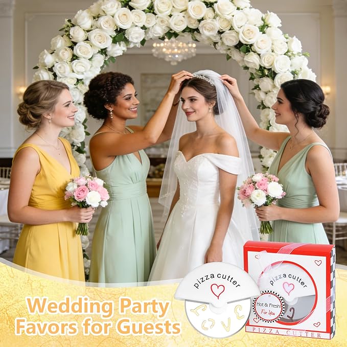 30Pcs Pizza Cutter Wedding Party Favors for Guests, Mini Stainless Steel Pizza Cutter with Red Gift Box for Bridal Baby Shower Decoration Return Souvenirs Prizes (30, Red)