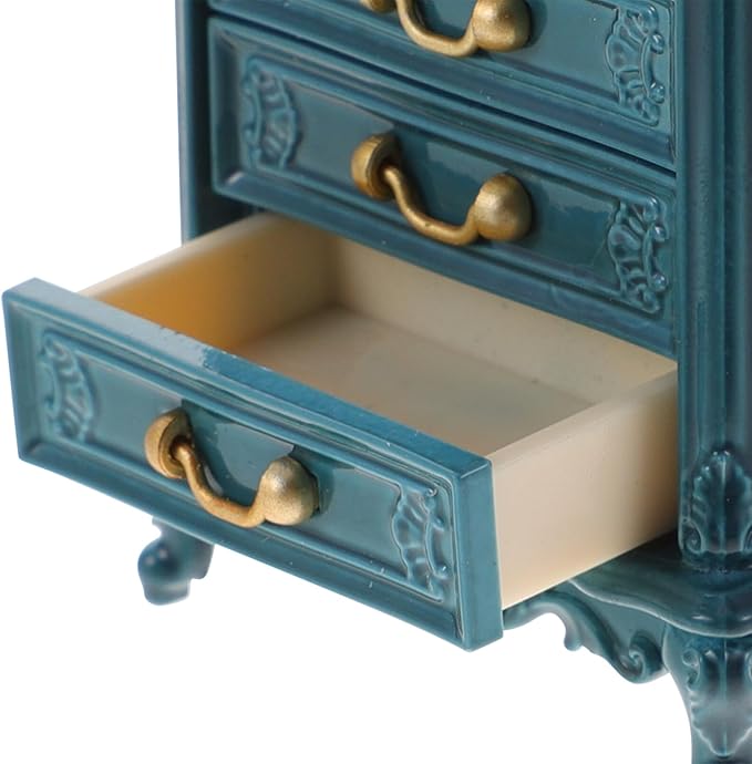 Toyvian Dollhouse Cabinet Miniature Drawer Cabinet 1:24 Scale Mini Wood Cabinet Wooden Storage Dresser for Dollhouse Furniture Pretend Play Props