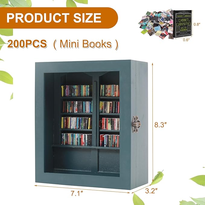 Anxiety Bookshelf Creative Ornaments, Stress Relief Bookshelf Organizer, Small Decorative Miniature Library for Book Lovers,Home and Office Decor (Blue)