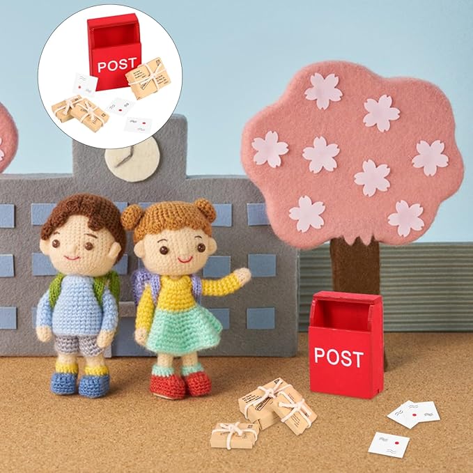 Toyvian 1:12 Scale Mini Mailbox Toy, Dollhouse Wooden Postbox Miniature Newspaper Ornaments Mini Envelope Model Dollhouse Furniture Accessories