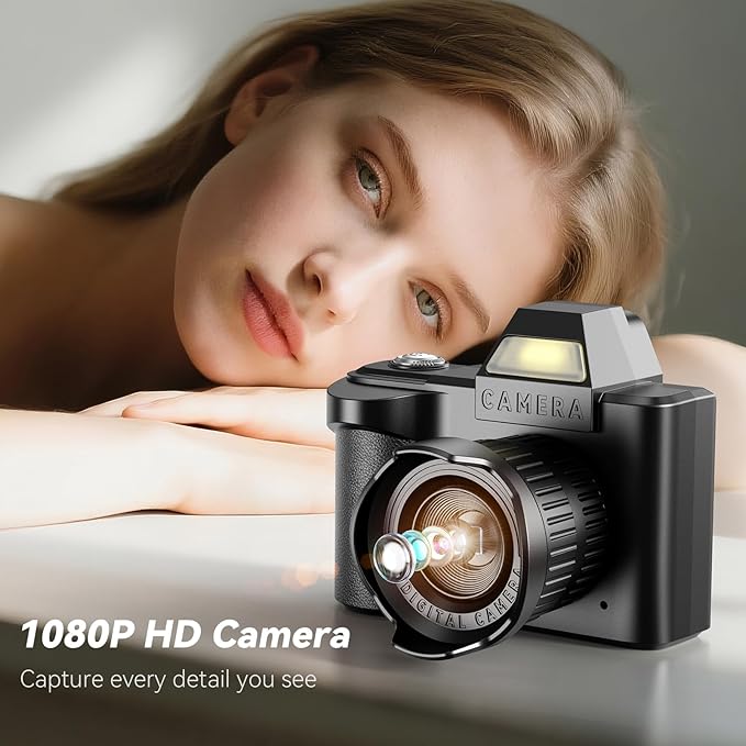 Mini Keychain Camera -Maxmango 1080P HD Video Tiny Retro Digital Camera with 64GB SD Card, 1.3’’ HD Screen Portable Small Camera for Travel Study Recording
