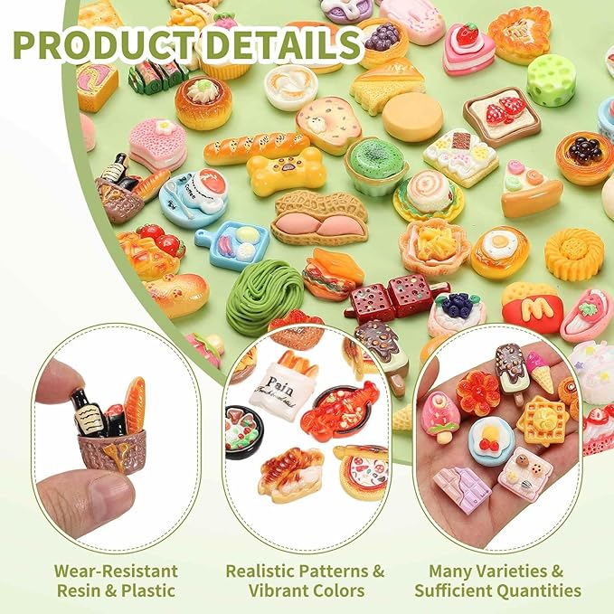 Dollhouse Miniature Food, Cute Mixed Chinese Western Food Figures Toys Mini Resin Foods Trinkets for Pretend Play Kitchen Cooking Game & Doll House Decor (Mixing Colors, 20pcs)