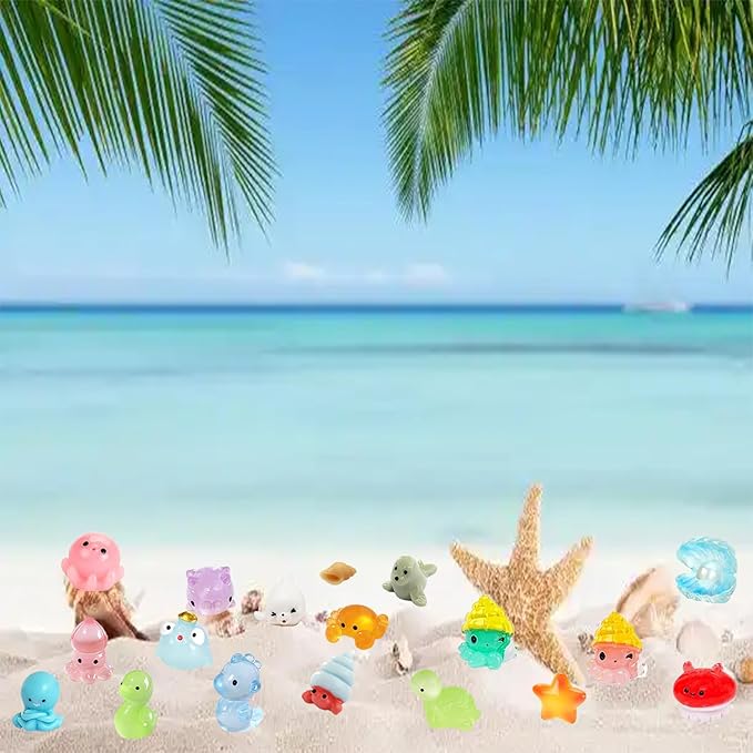 36Pcs Ocean Mini Resin Animals Figures Colorful and Lifelike Tiny Marine Creatures Ornaments for Home Decor and Aquarium Decoration & Collectibles