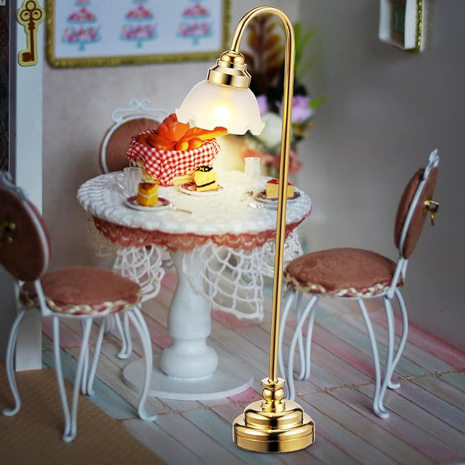 2pcs Miniature Dollhouse Lamp 1:12 Scale Led Dollhouse Lighting Mini Table Lamp Ornament Battery Operated