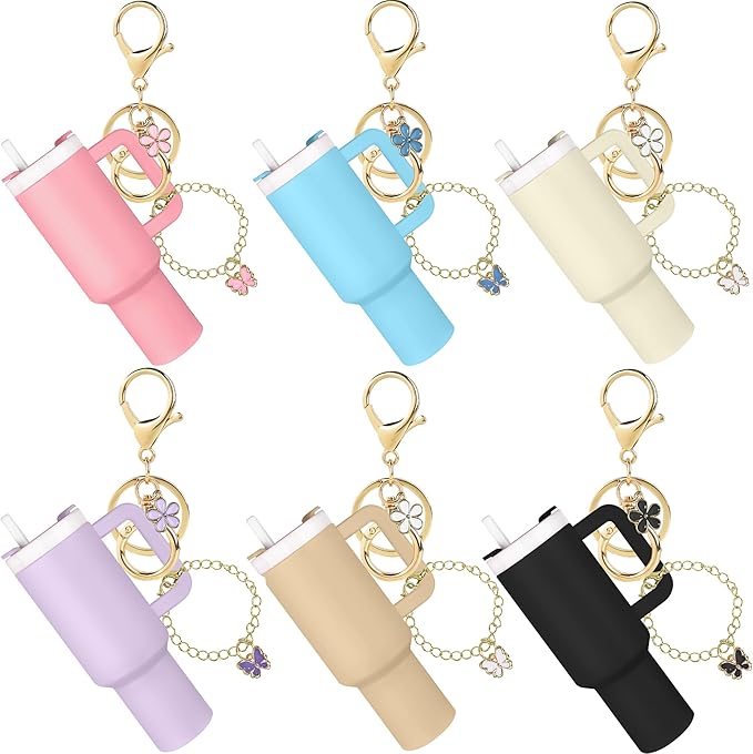 ERTUNA Mini Tumbler Keychain Accessories for Stanley Cup, 2 Way Cute Charms Chapstick Lip Balm Holder for Women Purse Handbag