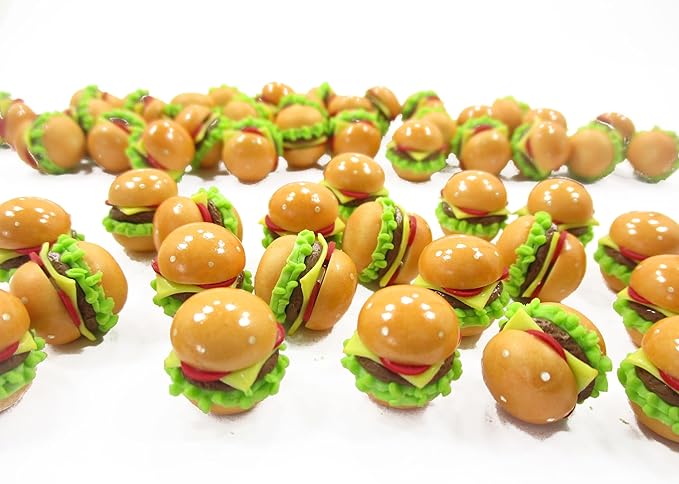 Dollhouse Miniatures Food Lot 10 Hamburger Cheese Burger Bakery Supply 13726