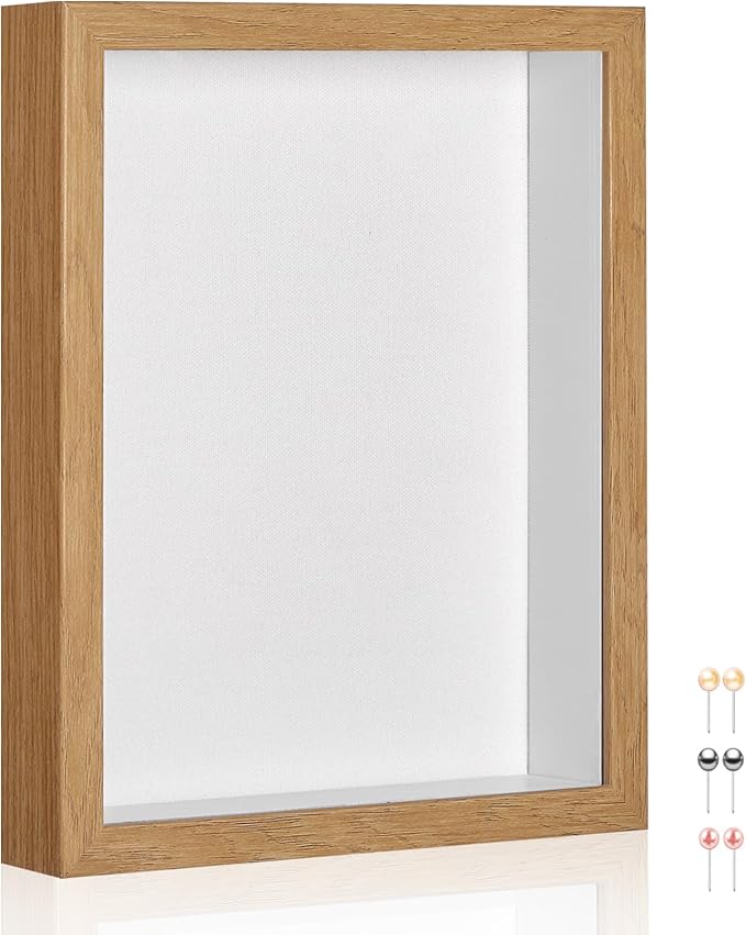 16x20 Shadow Box Picture Frame Display Case with Soft Linen Back-Thickened Panel,Large Brown Deep Shadow Box Frame 16x20 for Jersey Graduation Items Flower Photo Craft Memorial