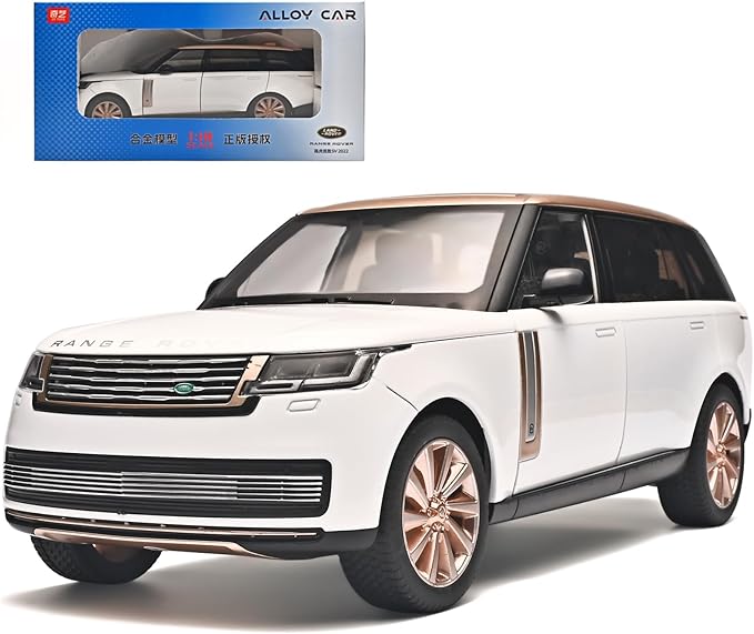 Car Toys for Boys 1/18 Diecast Cars Compatible with Land Rover Range Rover Model Car Kits Collection,Metal Off-Road SUV Toy Car with Light and Sound,Cars for Kids Ages 3-5（White）