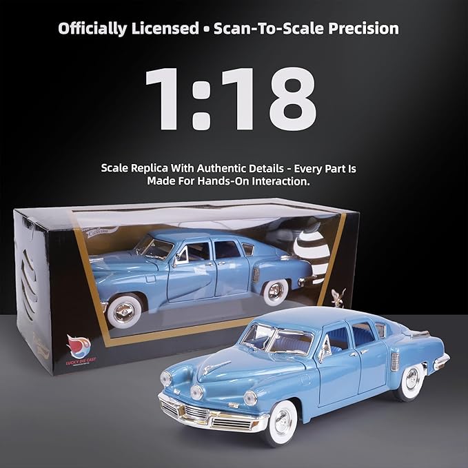 1948 Tucker Torpedo 1/18 Scale Die-Cast Metal Model Premium Classic Vintage Alloy Collection Cars with Display Case, for Kids Men and Teens Dad 14+ Year