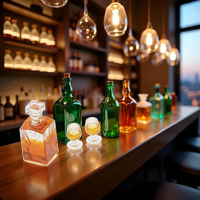3 Pcs 1:12 Scale Dollhouse Miniature Accessories Whiskey Wine Bottle Bar Model Convenient and Nice Dollhouse Decor