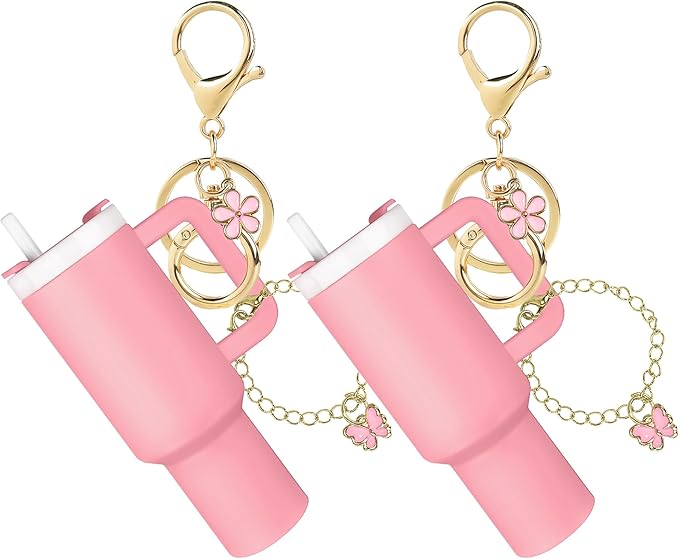 ERTUNA Mini Tumbler Keychain Accessories for Stanley Cup, 2 Way Cute Charms Chapstick Lip Balm Holder for Women Purse Handbag