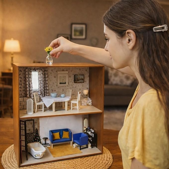 Civaner 35 Pcs Miniature Dollhouse Accessories Included 10 Small Vase Model 25 Fake Flower vases, Miniature Stuff for Tiny Houses Decoration DIY Micro Landscape Items