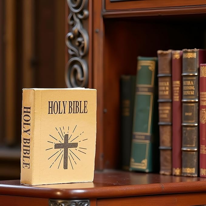 1/12 Scale Mini Bible Book Replica - Realistic Dollhouse Library Accessories for Bookshelf and Bedroom Scenes | Collectible Miniature Books for Dollhouse Furniture and Decor