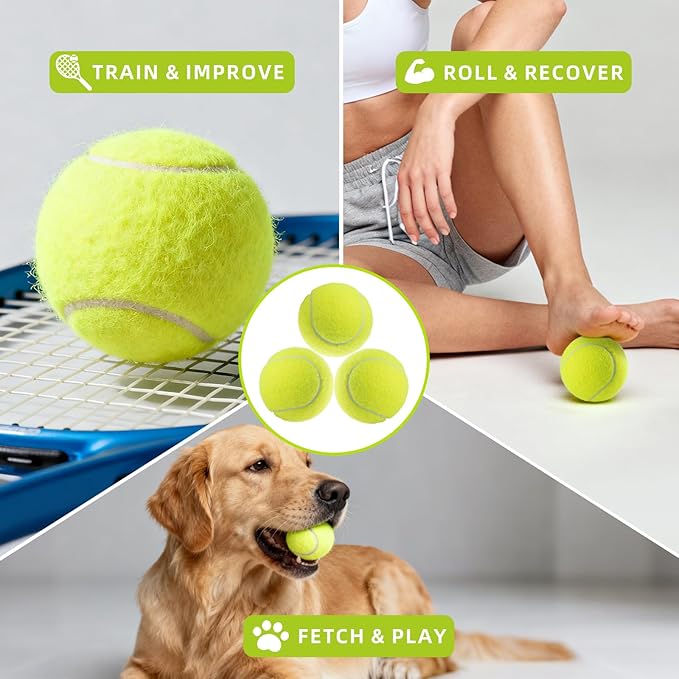 PoyPet 16-Pack Tennis Balls Bulk for Practice,Training and Beginners | Ideal for Dog Fetch,Chew and Play