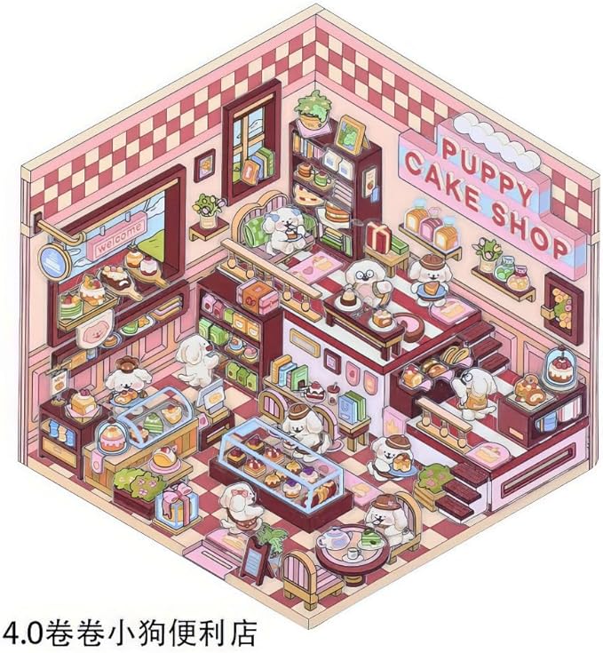 DIY 3D House & Room Stickers - 4 Sets Korean Cartoon Isometric Scenes Scene Sticker for Scrapbooking, Journals - Create Your Own Stacking Miniature Stickers for Adults & Teens