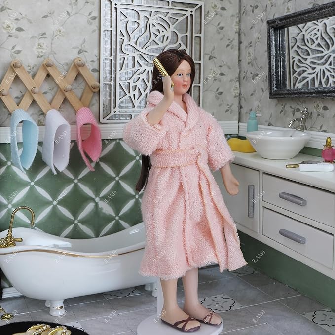 iland Dollhouse People for 1 12 Scale Accessories Miniature 6 inch Dolls for Doll House Little People Figures Mini Dollhouse Family Set Porcelain Action Figures Cute Realistic