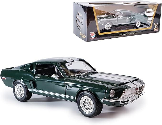 Shelby 1968 GT-500KR 1:18 Diecast Model Car - King of The Road, Opening Doors, Steering Linkage | Premium Gift Box, Man Cave Decor | Ages 14+,Green