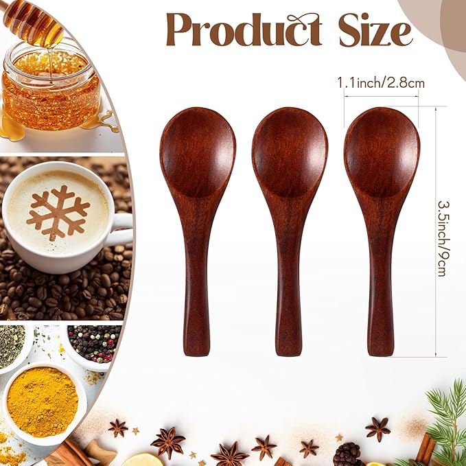 Boao 50 Pcs Small Wooden Spoons, 3.5'' L, Mini Wood Natural Tiny Spoons Wooden Little Teaspoons for Jars Sugar Creamer Honey Spices Salt Kitchen Supplies (Old Paint Color)