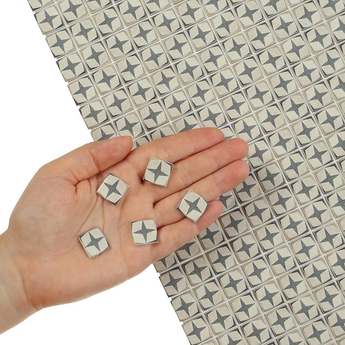 150 pcs, Dollhouse Flooring, 1:12 Scale Doll House Tiles, Miniature Checkerboard Floor, REDUCIO! (Vintage Star Tile)