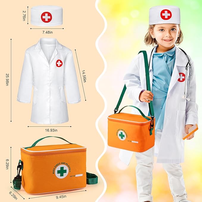 EFO SHM Doctor Kit for Kids, 34 Pcs Kids Doctor Playset kit for Toddlers 3-5 with Medical Storage Bag & Real Stethoscope, for Boys and Girls Fun Role Playing Game, Doctor Play for Kids Toddlers