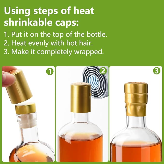 BPFY 6 Pack 12 oz (375ml) Clear Glass Liquor Bottles with T-Top Cap, Heat Shrink Capsules, Vodka Bottles for Wine, Kombucha, Syrup, Beverages, Drinks, Oil, Vinegar