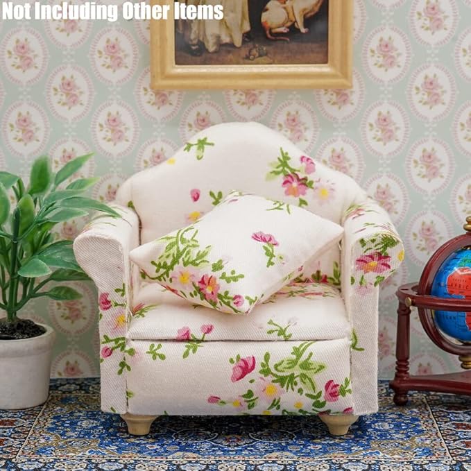 Odoria 1/12 Miniature Chair Armchair Dollhouse Furniture Accessories, White