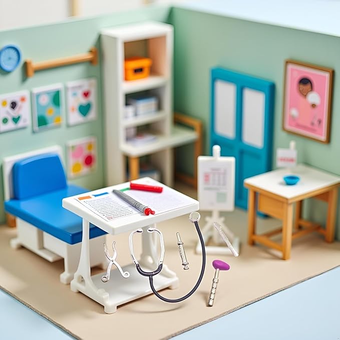 Tustao 5Pcs Dollhouse Mini Stethoscope Care Tools Dollhouse Dolls Miniature Garden Kit, Hospital Accessories Set for House Decoration Doll Miniature Dollhouse Accessories