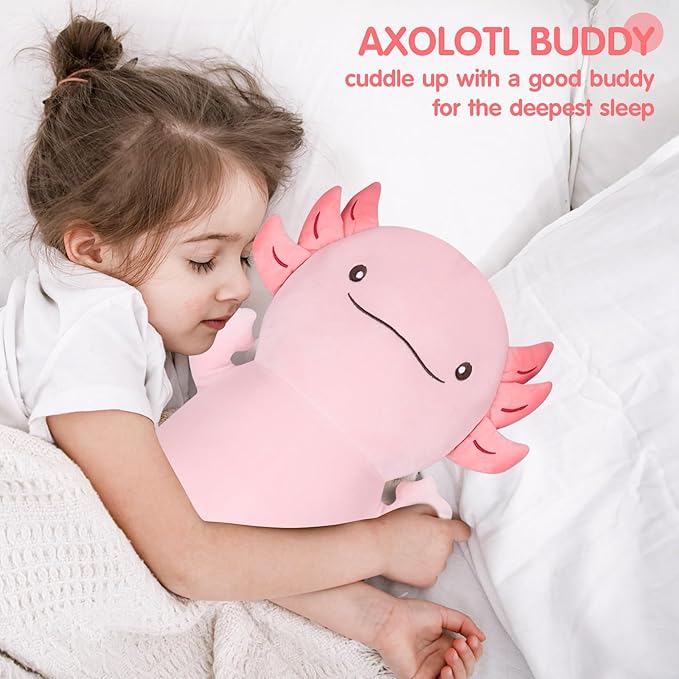 22" Giant Pink Axolotl Stuffed Animal, Cute Soft Long Axolotl Plush Large Body Pillow Big Squishy Plushies Toy, Gift for Kids, Boys, Birthdays