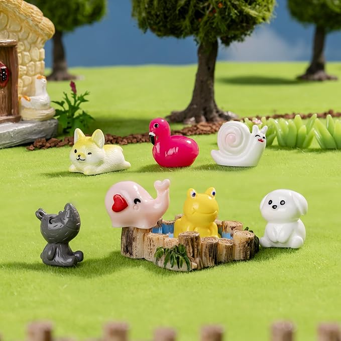 42 Pcs Mini Resin Animals Figures Animals Figurines for Desk Pets Charms, Animal Figurines, Cute Mini Animals for Decoration and Hiding