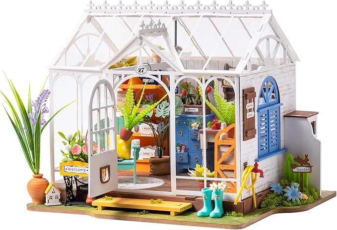 Rowood DIY Miniature House Kit,Mini Dollhouse KIt,Mayberry Street Craft Model Kits for Adults with LED,Birthday Gift/Home Decor for Family Friends-Dreamy Garden House