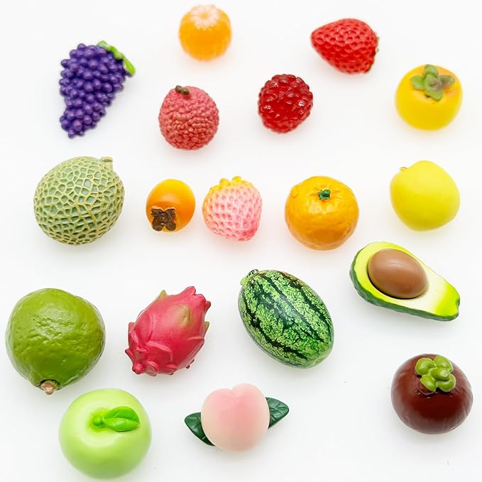 Cayway 48 PCS Micro Landscape Miniature Fruit, Mini Resin Fruit, Fake Resin Fruit, Mini Accessories Fruit for DIY Art Crafts, Zen Garden, Micro Landscaping Decoration