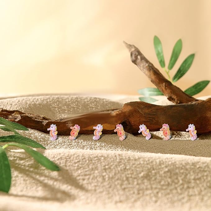 200 Pieces Tiny Seahorse Decor for Crafts Dollhouse Miniatures Resin Micro Seahorse Ocean Decorations for Dollhouse Fairy Garden Micro Landscaping Decoration