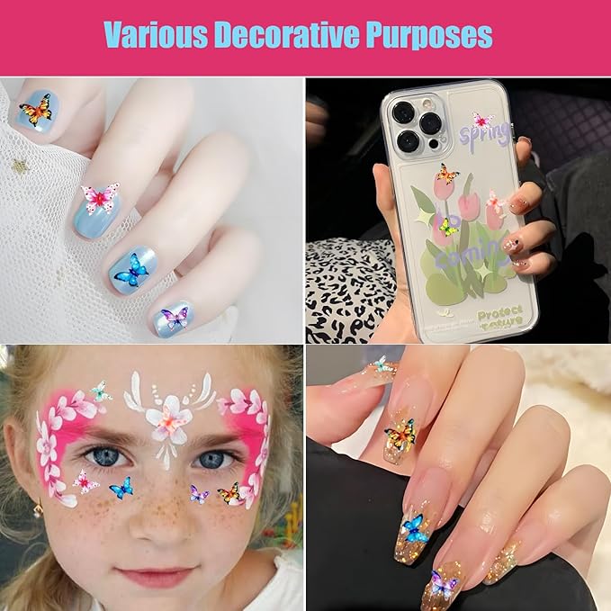 220pcs Mini Resin Butterflies 22 Styles Miniature Small Butterflies to Hide Tiny Resin Animals Figures Ornaments for Micro Fairy Garden Landscape Dollhouse Accessories Butterfly Nail Charms