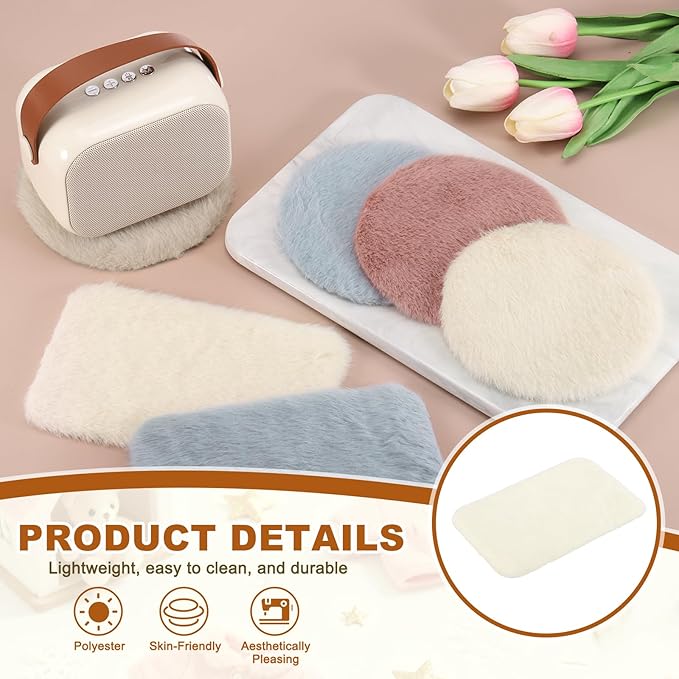 uxcell Dollhouse Miniature Carpet, 1:12 Fluffy Doll House Rugs Prop Small House Accessories for Doll House Furniture Decor Play, Beige Oval