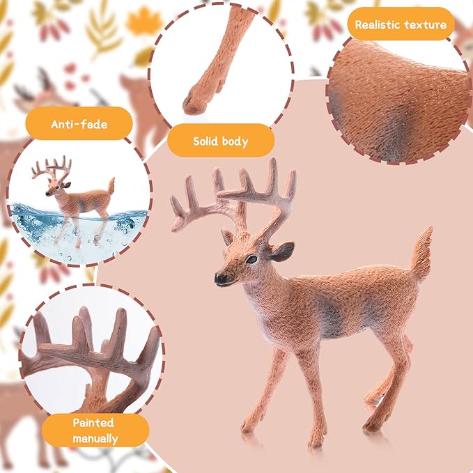 10 Pieces Forest Animals Figures Miniature Woodland Animal Figurines Small Squirrel Beaver Rabbit Deer Family Educational Playset Toys Cake Toppers for Graduation Gift Birthday Party Supplies