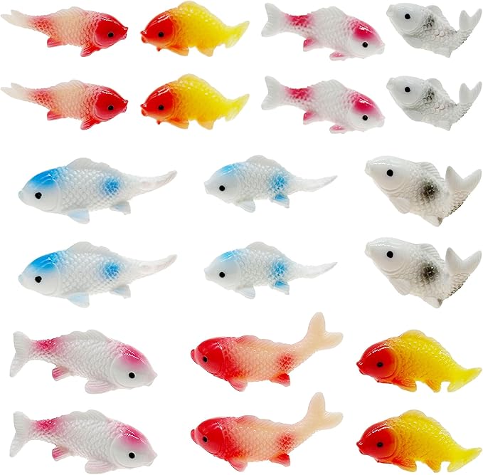 Cayway 20 PCS Miniature Goldfish, Mini Goldfish Decor Resin Goldfish Model Decorative Statues Fairy Garden Animals for Plant Pots Bonsai Craft, Micro Landscaping Decoration