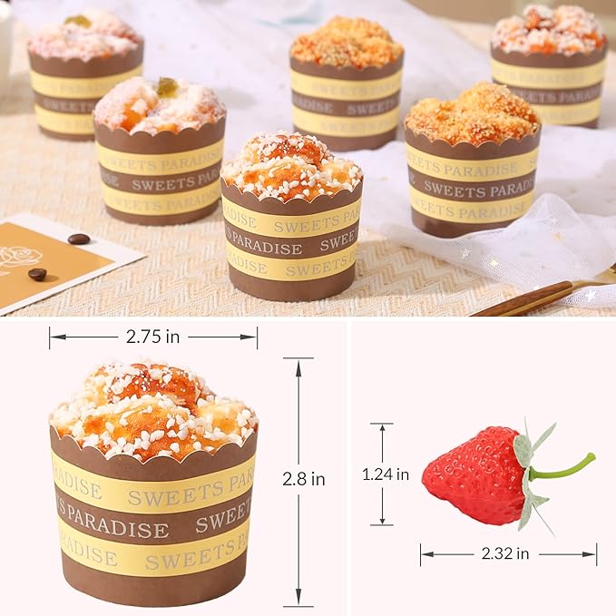 Joeabor Fake Cupcakes, Artificial Cupcakes for Display, Realistic Fake Food, Artificial Cake Fake Desserts Pastries for Decoration, Decorative Faux Cakes Set A 6 Pack