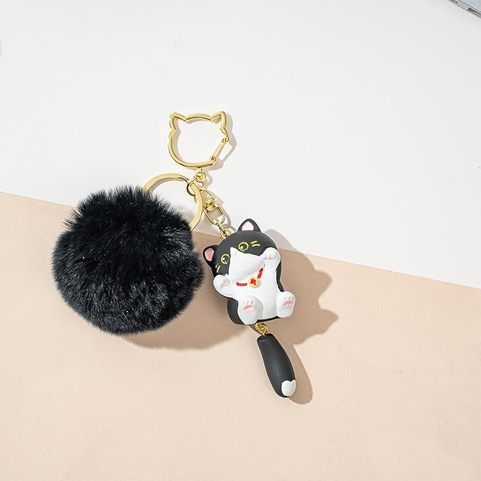 Jekvill Cat Keychain bag charms for handbags Cute Keychains for Women Kawaii Cat Backpacks Accessories cat plush keychain