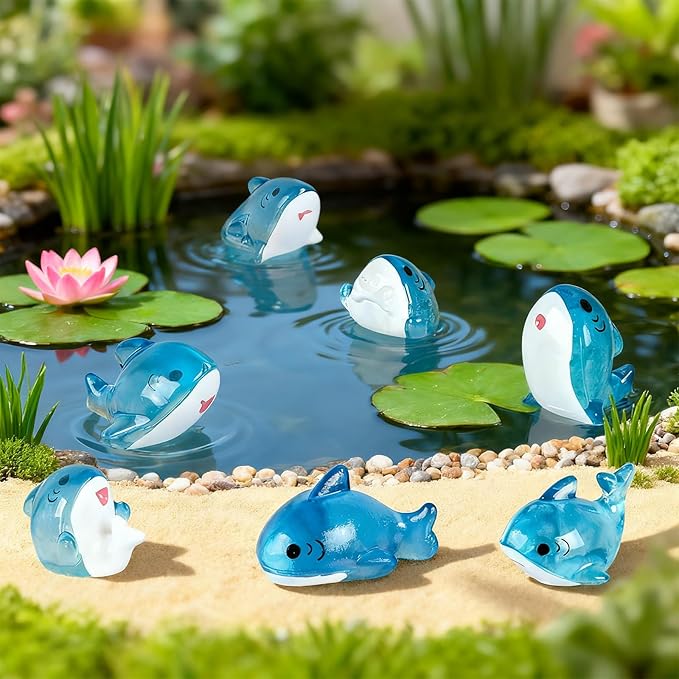 21 Pieces Mini Shark Sea Animals Tiny Resin Animals for Dollhouse Fairy Garden Landscape Aquarium Party Decoration