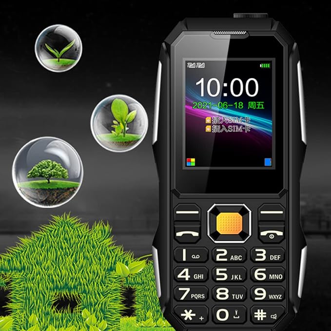 2G Unlocked Rugged Big Phone, Factory Unlocked Phone Seniors Cell Phone with 1.8in Screen BT Connection FM Radio 9 Family Number Large Speaker 5800mAh Batery for Seniors Kids