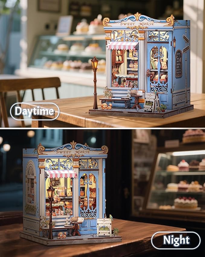 CUTEBEE Book Nook Kit - DIY Miniature House Bakery Patisserie Dollhouse Kit for Adults, Booknook Tiny House Bookshelf Decor 3D Wooden Puzzle, Gifts for Family, Friends (Sweet Marie)