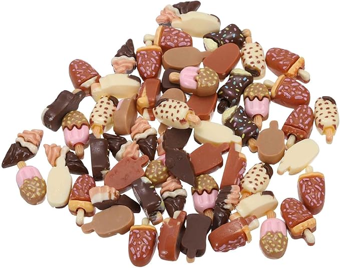Mini Cute Chocolate Ice Cream Decor, Miniature Doll Food Crafts for Dollhouse & Landscape & Mini Kitchen & Micro Fairy Garden & DIY Craft Decorations(Chocolate Color, 60pcs)