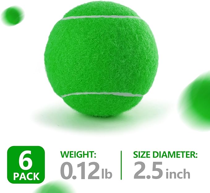 PHOEPET 6-Pack Tennis Balls for Beginner Training Practice- Bulk Dog Balls for Fetch Chew Toys(Green)