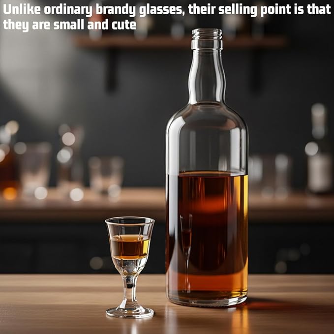 FdcLixuvol 12 Pack Clear Cordial Glasses with Base, 0.4 OZ Mini Shot Glasses Small Brandy Snifter Round Glass Snifters, Tequila Shot Glass for Tasting Wine, Tequila, Whiskey, Spirits