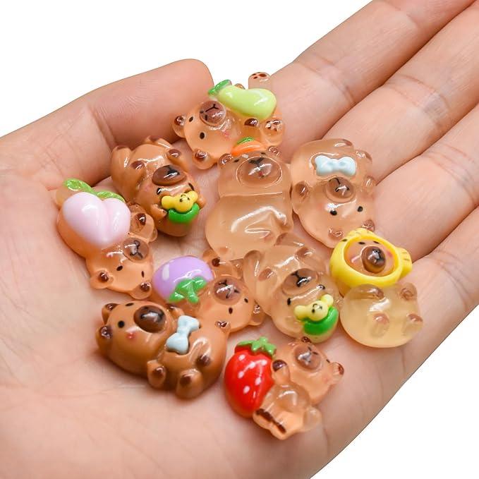 100 Pieces Mini Fruit Capybara for Dollhouse Miniatures Resin Animals for Crafts Mini Capybara for Fairy Garden Micro Landscaping Decoration