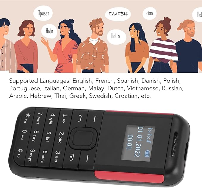 GOWENIC Small Mini Phone, 2G GSM Dual SIM Unlocked Smartphone, 0.66inch Screen 380mah Kids Small Smartphone, Bluetooth Sound Player Basic Phone (Black Red)