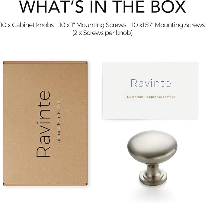 Ravinte 10 Pack Brushed Nickel Round Zinc Cabinet Knobs for Kitchen Bathroom Closet Dresser Cabinets